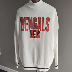 Cincinnati Bengals White With Black Stripes Sweatshirt Featuring Orange Graphics